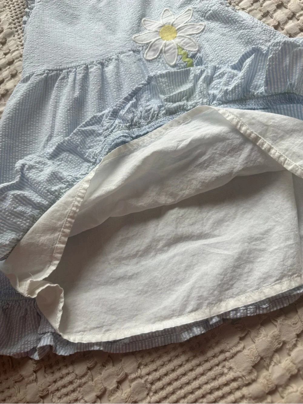 Gymboree Blue Seersucker Daisy Dress with Ruffle Trim